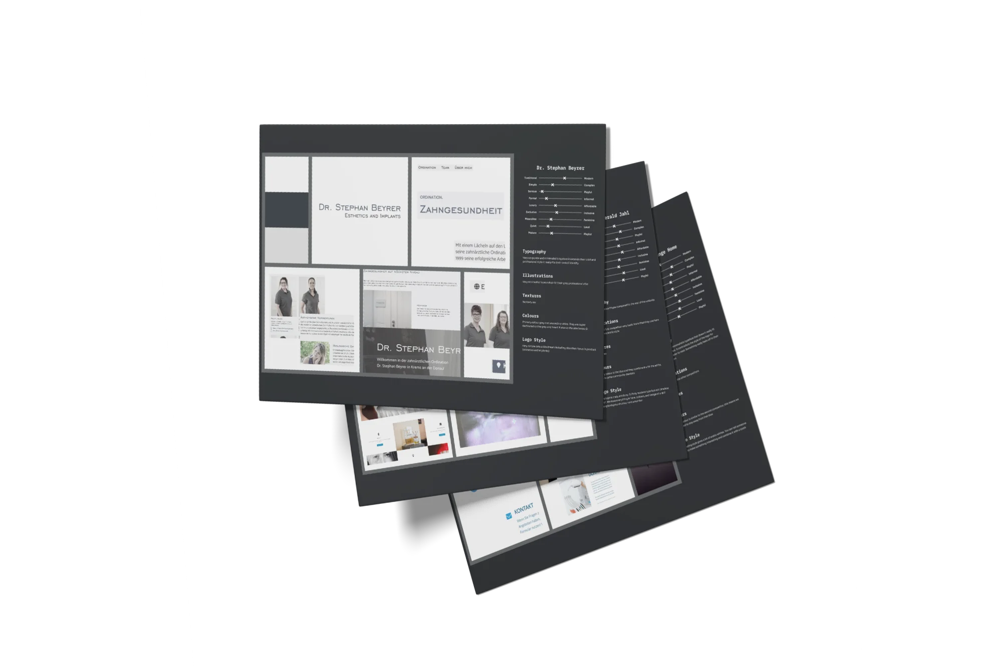 Zahnwerk competitors analysis and design process mockups